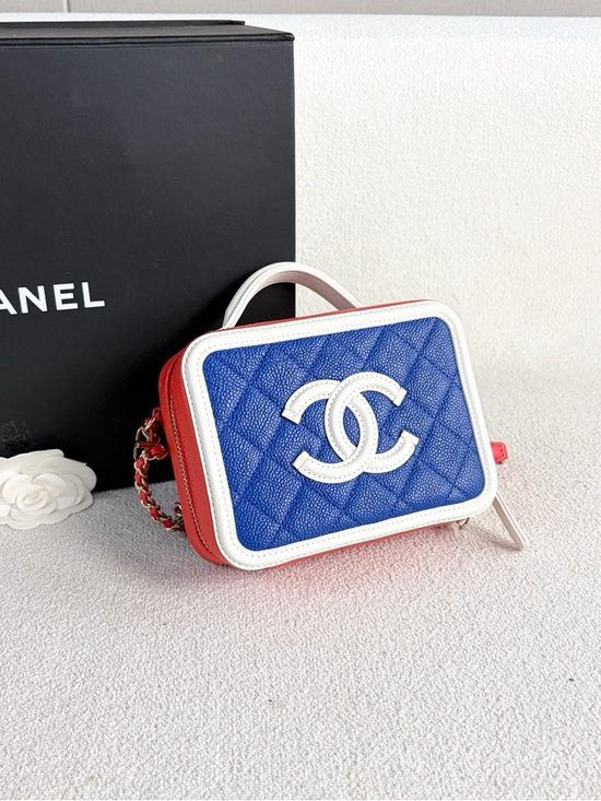 Chanel | Vanity Case Colorblock Blue Red White | Excellent Condition - Picture 6 of 7